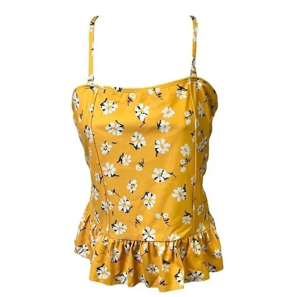 SeaFancy Tankini Top Swim Daisy All Over Print Swimwear Ruffle NEW Size Large - Picture 1 of 8